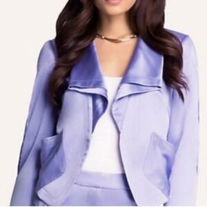 Bebe NEW Y2K Retro Blue Textured Satin Jacket With Pockets Shoulder Pads Size 4